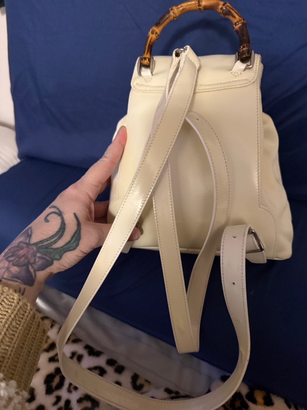 Gucci Cream Canvas and Leather Backpack with Bamboo Toggle - Picture 2 of 7